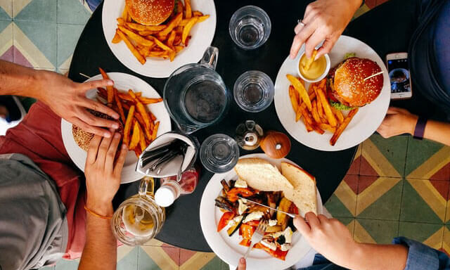 having lunch together